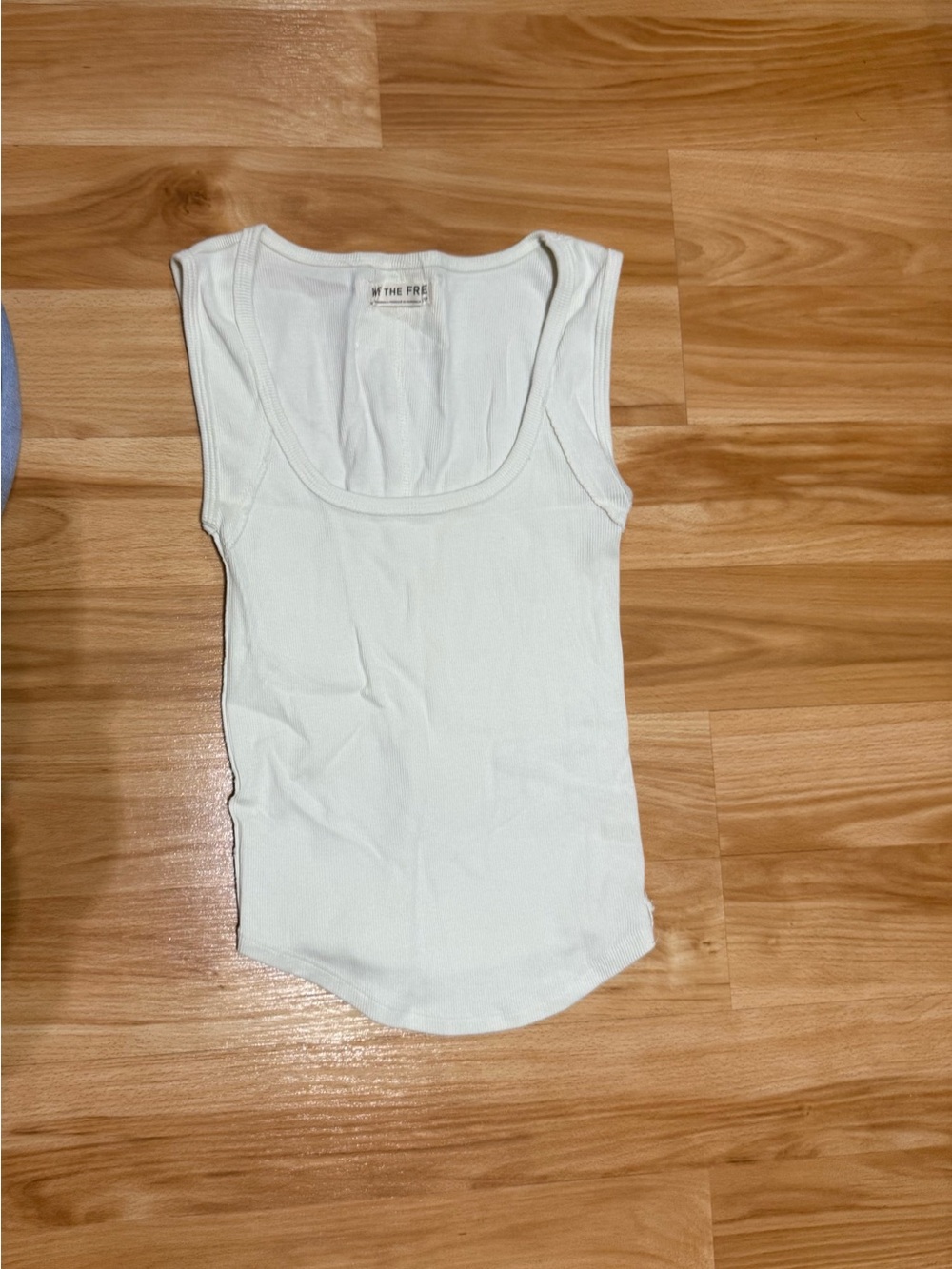 Free People (We The Free) White Ribbed Scoop Tank